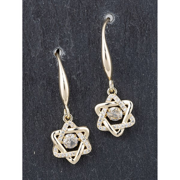 Moving Crystal Star Gold Plated Earrings