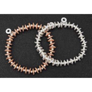 Modern Disk bracelets in Two Colours - silver and Rose Gold