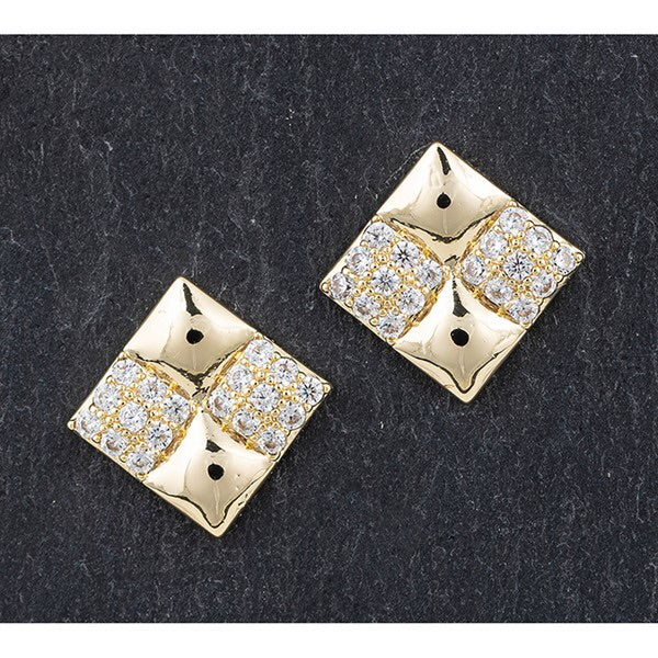 4 Squares Gold Plated Stud Earring