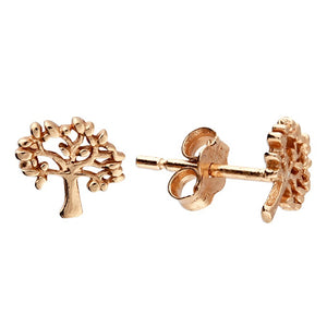 Small rose gold-plated Tree-of-Life stud