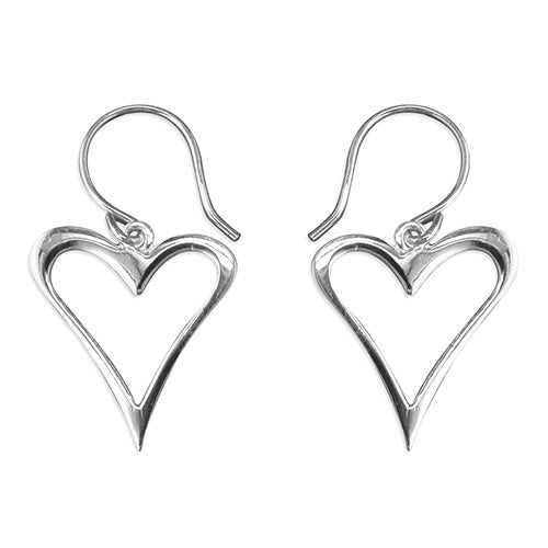 Sterling Silver Earrings with Drop Open Heart