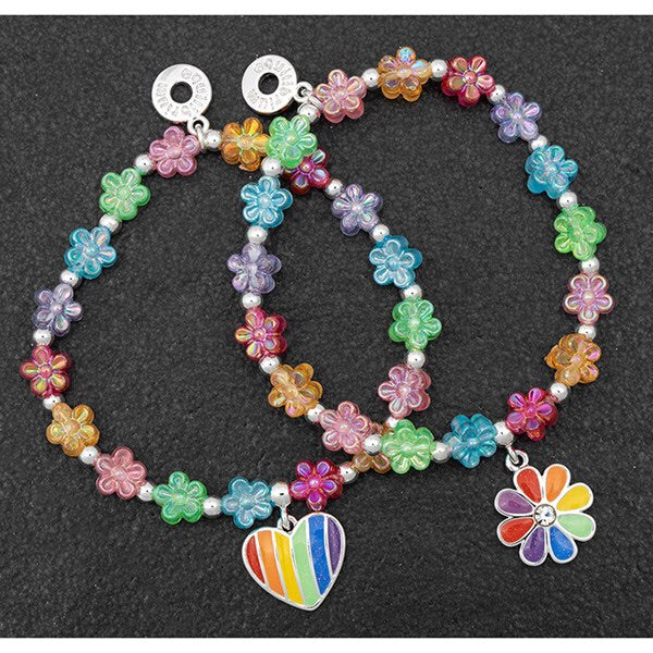 Rainbow Flowers Silver Plated Bracelet - Two Designs