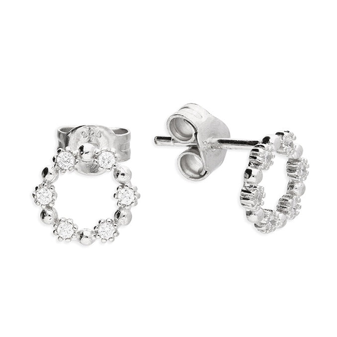 Sterling Silver Cubic zirconia open circle stud Earring