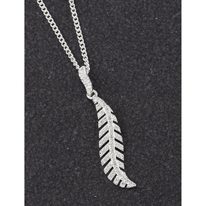 Silver Plated Sparkly Feather Necklace