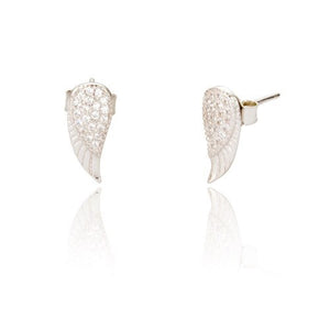 Sterling Silver Stud Earrings with Angel Wings