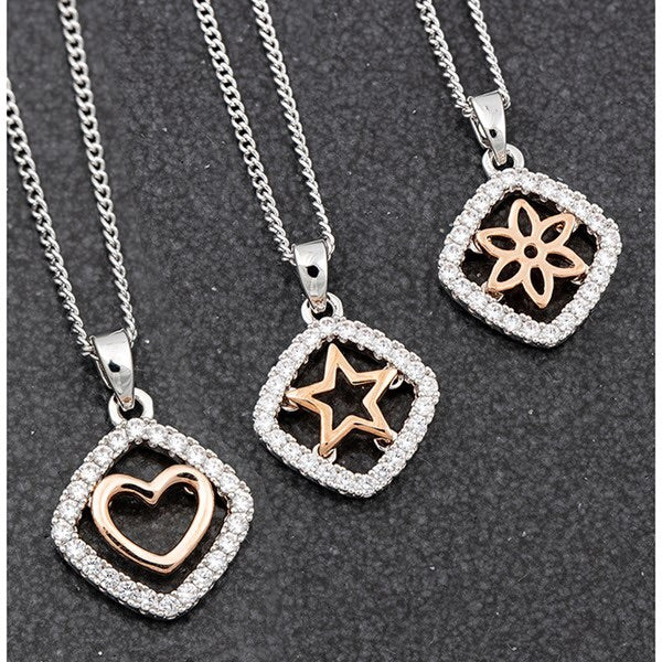Silver Plated Symbol Necklace - Star, Heart, Flower