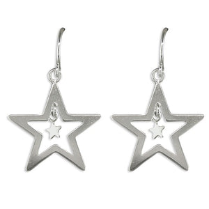 Sterling Silver Drop Earrings with Open Star