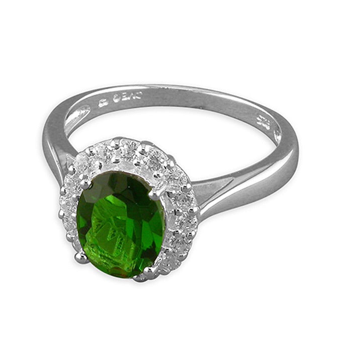 Sterling Silver Emerald Cluster Ring