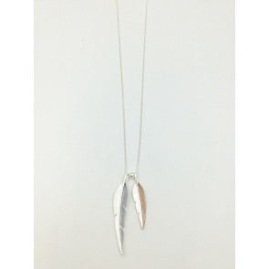 Long Necklace with Two Dainty Leaves