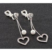 Hanging Heart silver Plated Clip On Earrings